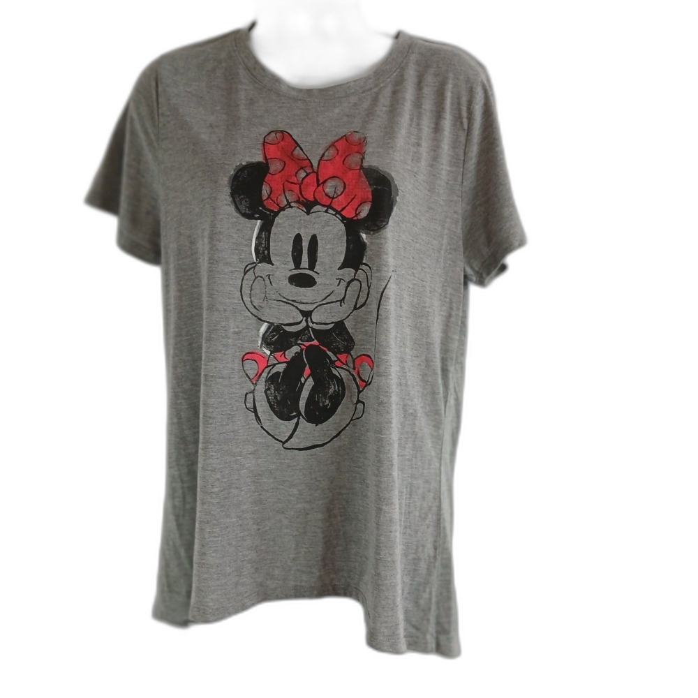 MINNIE MOUSE Disney T-Shirt Gray Womens Sz L Short Sleeve NWT